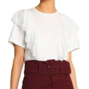 Sea New York White Lace Ruffled Tee Shirt Large